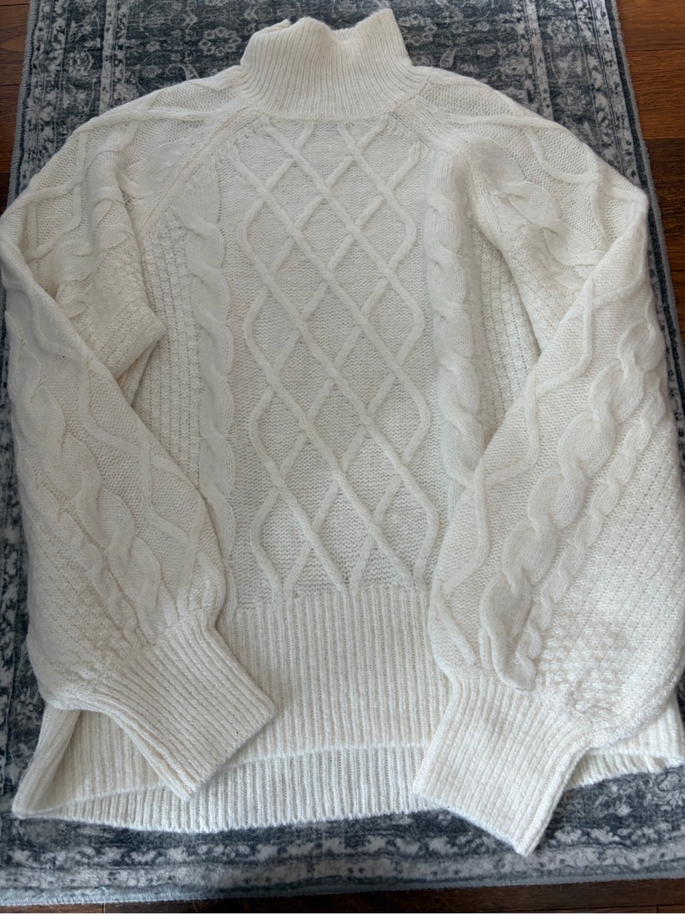 Abercrombie & Fitch Cream Cable Knit Turtleneck Pullover